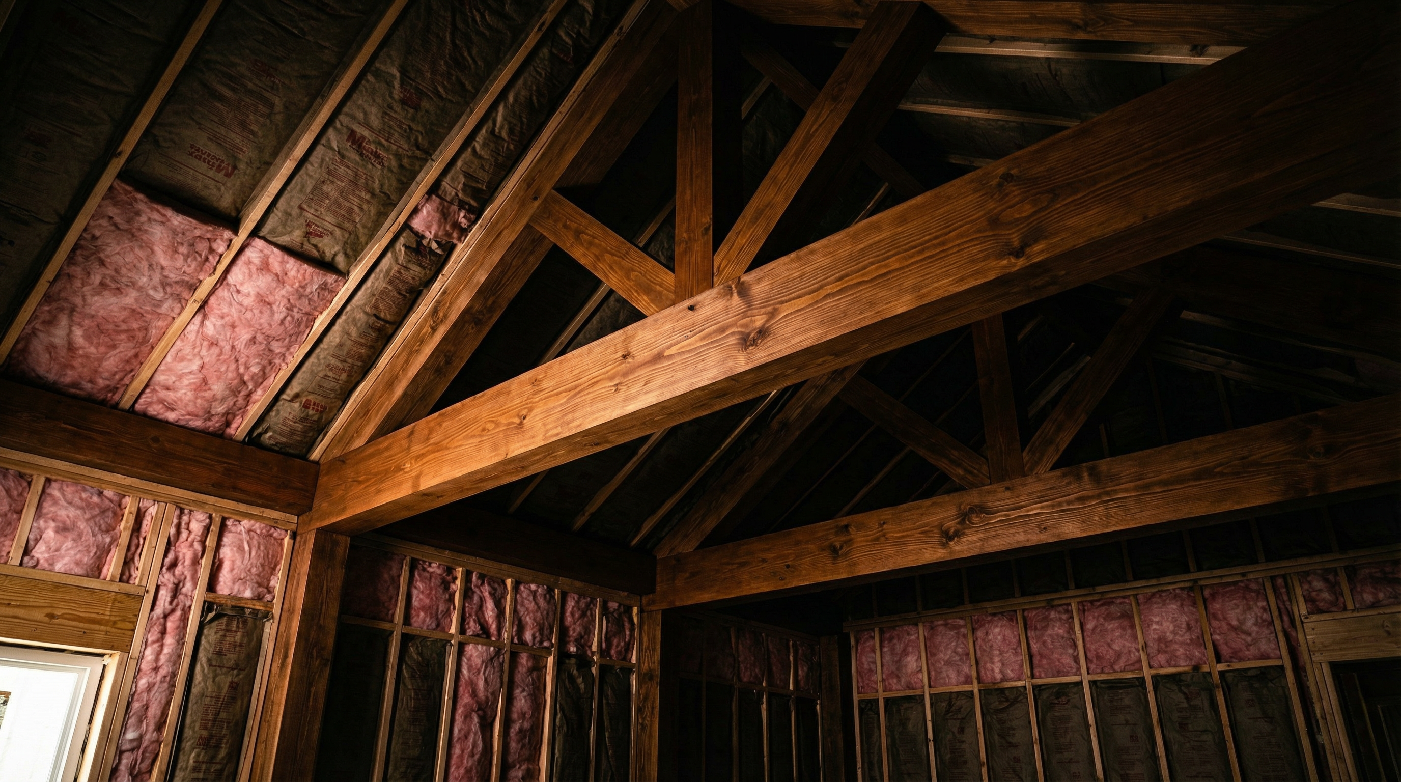 Estructura de madera e instalación de aislamiento en una obra ejecutada por SARDO
